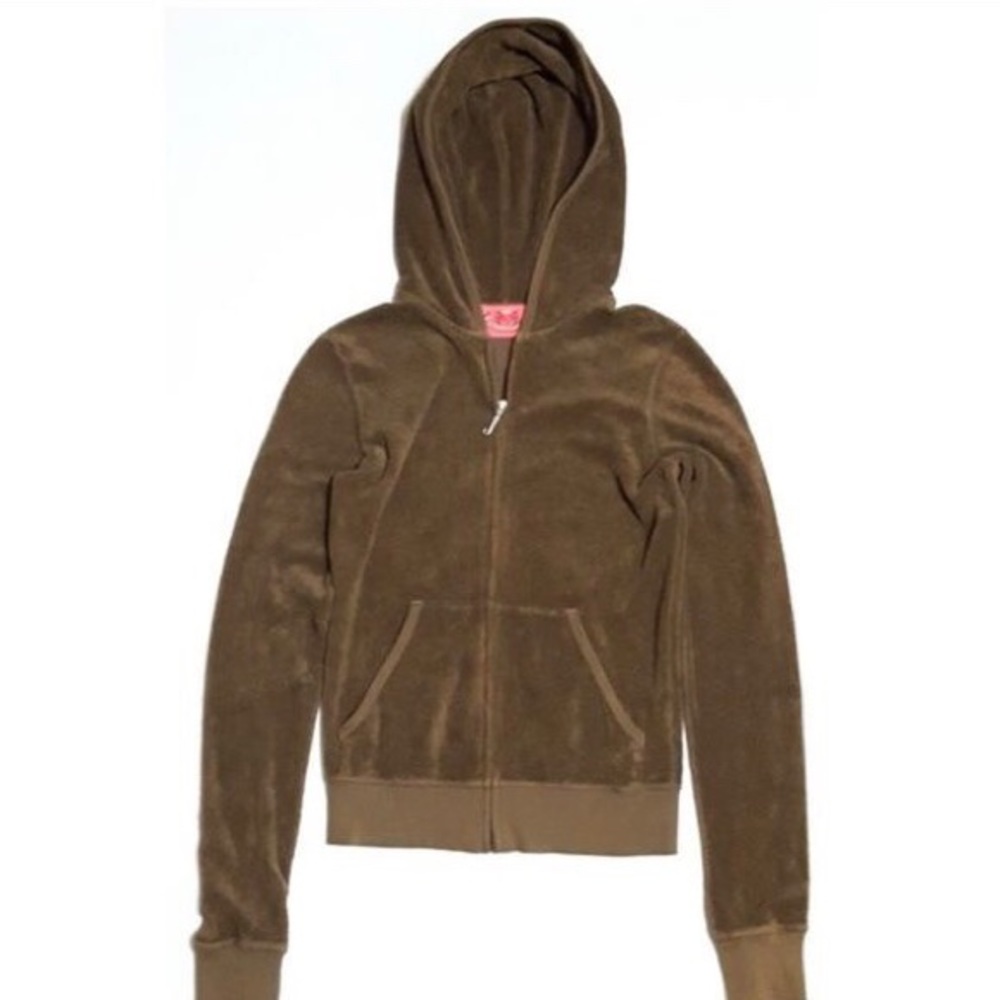 Juicy Couture Brown Terry Cloth ZipUp Track Jacket